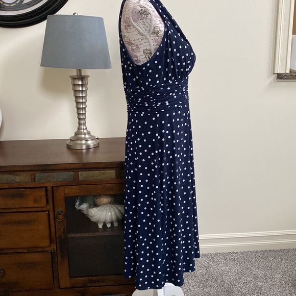 EUC Evan-Picone Navy & White Polka Dot A-Line Dress 12 - Picture 4 of 11
